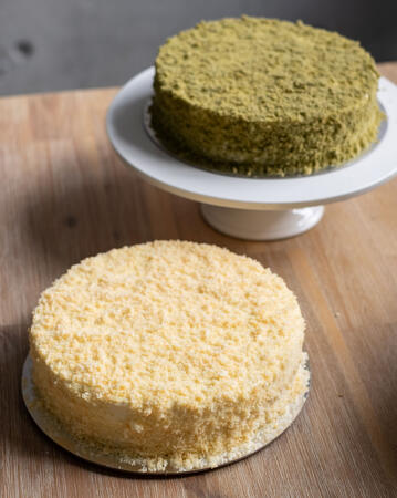 Yuzu (front) and Matcha (back) Double Fromage Cheesecakes